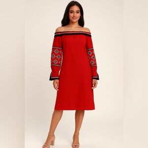 Shopbop Stylekeepers Return to Splendor Dress Size S red white blue off shoulder